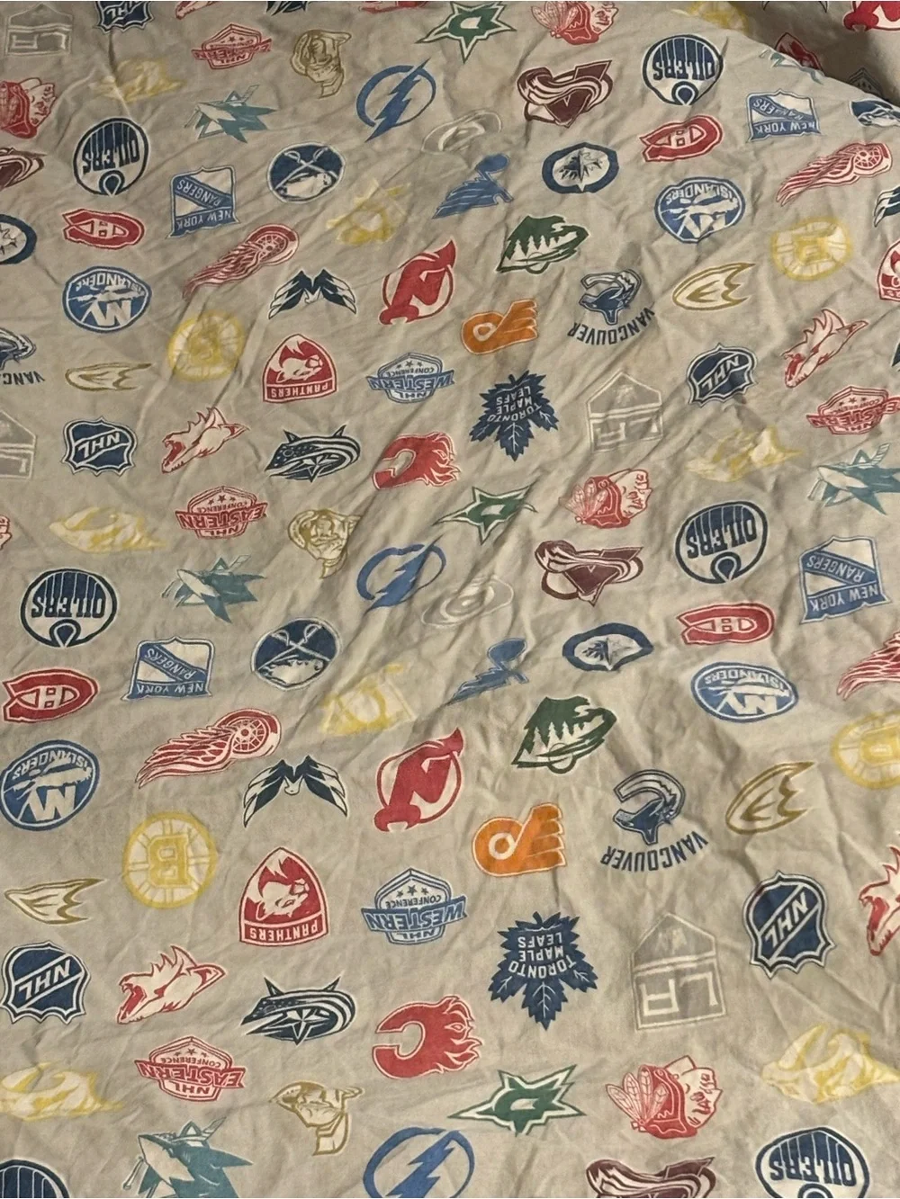 Pottery Barn Teen NHL Logos Cotton Pillowcase - Gray with Multicolor Team Crests